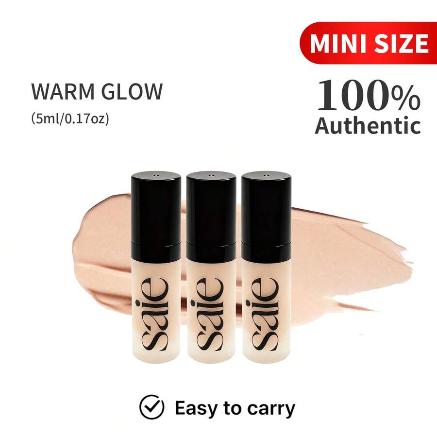 Saie Glowy Super Gel Lightweight Dewy Multipurpose Illuminator - Luminizer + Makeup Primer For Glowing Skin - Enriched With Vitamin C + Hydrating Squalane Oil -Warmglow- Universal Soft Warm Gold-5ml / 0.17 Oz ,Mini Travel Size-Halloween Makeup - 暖光 - 查看 1