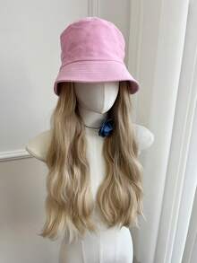 26-Inch Long Curly Synthetic Wig With Integrated Bucket Hat, Suitable For Women's Daily Wear. - Multicolor - View 6