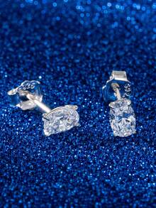 1 PC 925 Sterling Silver Stud Earrings Shining Oval Cut 8A Zirconia Stone Elegant Brilliant Jewelry For Teenager Girl - LZE03 - View 6