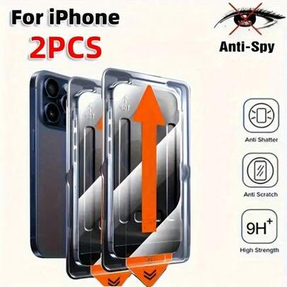 2片装全覆盖钢化玻璃屏幕保护膜，防刮花，防窥，适用于 16 Pro/17/17 Pro/17 Pro Max，无气泡，防指纹，防油污，无缝安装，表面光滑