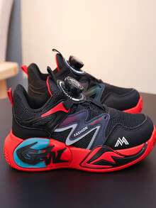 儿童时尚篮球鞋，撞色运动鞋，防滑耐穿，四季皆宜，时尚舒适的街头篮球鞋 - 紅色 - 查看 3