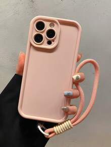 Keychain,Lanyard 1pc Fashionable Dopamine Bracelet Lanyard Phone Case Compatible With Apple 11/11 Pro Max/12/12 Pro/12 Pro Max/13/13 Pro/13 Pro Max/14/14 Plus/16 Pro Max/17 Pro Max, Galaxy S25 Edge, Redmi 14C, Moto G Series, Realme C55 - Pink - View 5