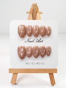 10pcs Cat Eye Reflective Almond Shaped False Nails Set, Includes 1 Mini Nail File And 1 Sticker, Suitable For Daily Wear And Nail Art Decoration, Suitable For Girls, Ladies, Parties, Holidays - Multicolor - View 4