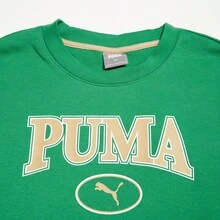 Puma 时尚超大Logo印花男女通用圆领长袖针织卫衣，情侣运动卫衣 - 綠色 - 查看 3