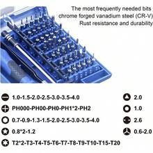 VCELINK 45-In-1 Magnetic Precision Screwdriver Set With 42 Bits & Tweezers Extension Shaft - Mini Small Screwdriver Kit Suitable For PC, Phone, Laptop Repair, Electronics, Smartphones, Tablets, Devices - Professional Kit - Blue - View 5