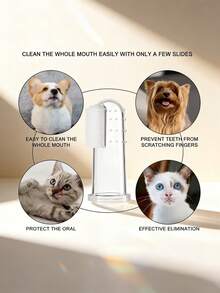 1/3/5/10/12/20pcs Pet Finger Toothbrush, Soft Silicone Dog Cat Teeth Cleaning Tool, Small & Gentle Brush Head, Suitable For Puppy Kitten Oral Care Hygiene, Pet Supplies, Protect Dog Teeth - Clear - View 9