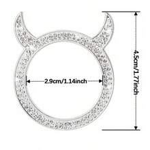 1pc Multi-Color Rhinestone Devil Horn Car Ignition Key Decoration Ring, Rhinestone Decor Car One-Key Start Button Decoration, 3D Devil Horn Quirky Design With Sparkling Rhinestones, Brilliant Shine Under Light - 1pc Devil Horn Starter Key Ring - View 4