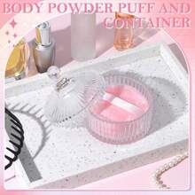 Large Body Powder Puff And Container 3.54 Inch Women Powder Puff With Crystal Case For Dusting Powder Pink - 紫色 - 查看 4