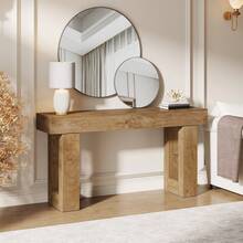 Tribesigns Mesa consola de 160 cm de largo, mesa de centro rectangular detrás del sofá, mesa de granja para entrada, pasillo, sala de estar (natural) - Marrón - Ver 4
