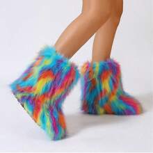 Women's Faux Fur Boot Furry Fluffy Round Toe Suede Winter Comfy Plush Warm Short Outdoor Indoor Flat Shoes Mid-Calf Boots Fashion Boots - Cailan - Xem 1