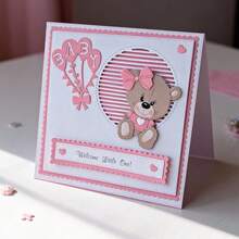 创意小熊和气球切割模具，DIY剪贴簿相册和压花模板，贺卡制作工具，卡片纸切割工艺品，礼品卡制作模板模切。 - 銀色 - 查看 2