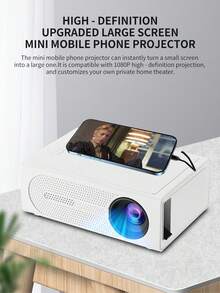 1pc M200S Portable Mini Projector 320*240P | Wired Screen Mirroring For Phone | USB/SD/AV/HD/Type-C Interfaces | Home Party Office Travel Outdoor Movie Projector | No Built-In System | With 5V 2A Adapter Included - White - View 2