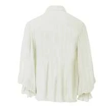 Retro Men's Shirt, Ruffle Lace Up V Neck Long Sleeve Solid Color Cosplay Prince Drama Stage Costume - Rice - View 3