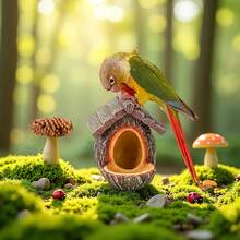 1PC New Creative Simulation Tree Stump Bird Feeder Pendant, Suitable For Courtyards, Gardens, And Balconies. Ideal For Winter Feeding, It Attracts Hummingbirds And Sparrows, Making It Easy To Feed Both Domestic And Wild Birds. This Lazy Bird Feeding - Multicolor - View 4