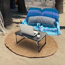 Foldable Laptop Table For Bed Lightweight Breakfast Bed Tray Portable Mini Picnic Storage Space Standing Holder, Folding Leg Desk Notebook Lap Table For Reading - màu đen - Xem 2