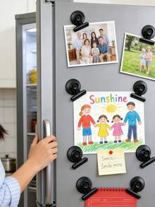 1pc Stainless Steel Round Head Clip, Metal Fridge Magnet, Heavy Duty Magnetic Clamp, Detailed List Displays Fasteners, Suitable For Home And Kitchen, Birthday