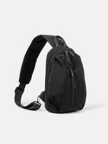 Premium Fashion Men's Sling Bag, Casual Printed Shoulder Bag, Small Coin Purse, Travel Holiday Gift, Men's Vacation Gift, Winter Outdoor Student Cycling Bag, Camping Shoulder Bag, Summer Back To School Shoulder Bag, Spring Study Supplies Wallet, College Backpack Valentine'S Day , Vintage , Valentines Gifts - Black - View 9