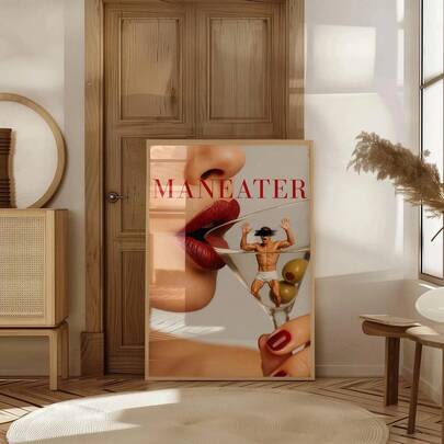 1pc Digital Print Vintage Red Fashion Magazine Cover Poster Wall Art, Women's Charm Decor Painting, Suitable For Living Room, Bedroom, Bathroom, Office And Other Modern Home Decor, Frameless