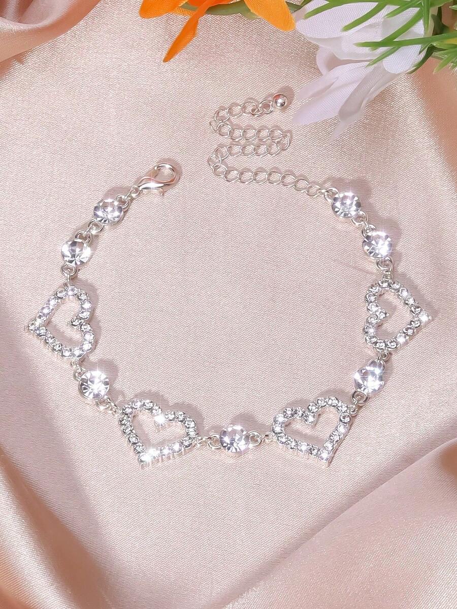 1pc Fashionable Unique Heart Chain Bracelet, Versatile For Women Everyday Wear, Party, Commute Or Gift