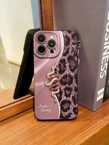1pc Fashionable Leopard & Snake Skin Graphic Matte Black TPU Protective Phone Case, Suitable As Gift For Boyfriend/Girlfriend, Compatible With Apple, OPPO, Vivo And Other Android Phones - Multicolor - View 1