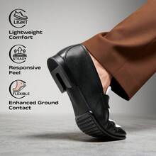 Men's Genuine Leather Penny Loafers Classic Dress Shoes Comfort Slip On Lightweight Formal Casual - 黑與白 - 查看 3