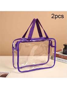 Bộ 2 túi đựng đồ chơi trẻ em trong suốt có khóa kéo và nhãn dán, được làm từ nhựa PVC trong suốt, có thể tái sử dụng, thích hợp để đựng trò chơi cờ bàn, khối xếp hình, ghép hình và đồ chơi, lý tưởng để cất giữ đồ dùng trong phòng trẻ. - Nhiều màu - Xem 16