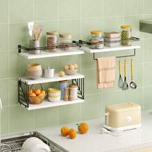 Tomnk 3+1 Tier Wall Mounted Bathroom Shelves Over Toilet, Bathroom Organizer Storage, Room Decor, Floating Shelves, Rustic Wood Floating Shelves With Metal Frame And Towel Bar For Bathroom, Kitchen, Bedroom, Living Room - 彩色 - 查看 14