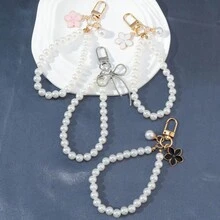 1pc Women's Faux Pearl Beaded Elegant Keychain, Suitable As Gift, Wallet, Backpack, Bag Charm, Car Accessories, Bag Pendant, Cute Goth Y2K Style