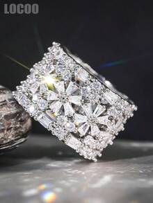 1pc Women's Elegant Square Cubic Zirconia Ring, Suitable For Wedding, Engagement, Anniversary Party, Valentine's Day Gift - 2# - View 11