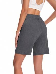 3 Pack Women's Bermuda Shorts High Waist Stretch Knee Length Bottoms Summer Athletic Casual Short With Pockets - 黑色/淺灰/深灰 - 查看 3