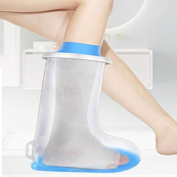 Transparenter Schutzkondom Für Füße & Beine – 35cm Latexfreie Schutzhülle Mit Doppelklebestreifen Für Verbände, Gips & Tattoos, Rutschfester Komfortbund Für Sicheres, Wiederverwendbares Duschen Ohne Nässe