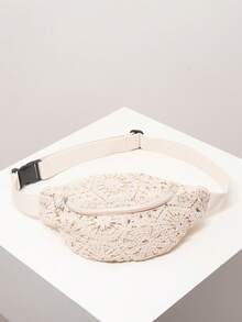 Túi đeo hông/túi đeo ngực họa tiết hoa cho nữ, túi đi biển phong cách Bohemian, vật dụng cần thiết khi đi du lịch, đồ dùng cho kỳ nghỉ, bộ móc len, ví nữ thanh lịch, quà tặng cho nữ, quà tặng ngày Valentine - Màu be - Xem 3