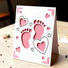 Creative Footprints And Hearts Metal Cutting Dies, DIY Scrapbooking Album And Embossing Stencil, Greeting Card Making Tool, Card Paper Cutting Crafts ,Gift Card Making Template Die Cuts. - Silver - View 2
