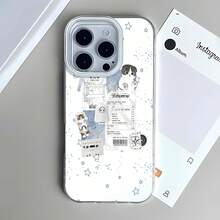 Estuche para teléfono con patrón de gato y estrella compatible con  17,  16 Pro Max,  15 Pro Max,  13 y  12 Brinda protección contra golpes y caídas Un gran regalo para familiares, amigos, seres queridos, novios, novias y el Día de San Valentín - Blanco - Ver 4