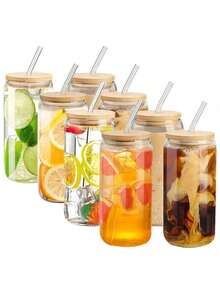 6pcs 200ML Compact Cute Stylish Heat-Resistant Transparent Glass Cups, Suitable For Espresso, Juice, Tea And Various Occasions - Clear - View 4