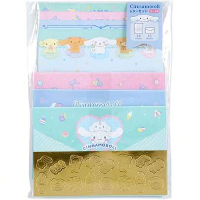  1 Set Of 3 Sanrio Characters (Cinnamoroll, Kuromi, Hello Kitty, My Melody) Stationery Set, Includes 5pcs 5"X5" Letter Papers, 3pcs 5"X5" Envelopes, And 1pc Sticker, High-Quality Creative Student Gift