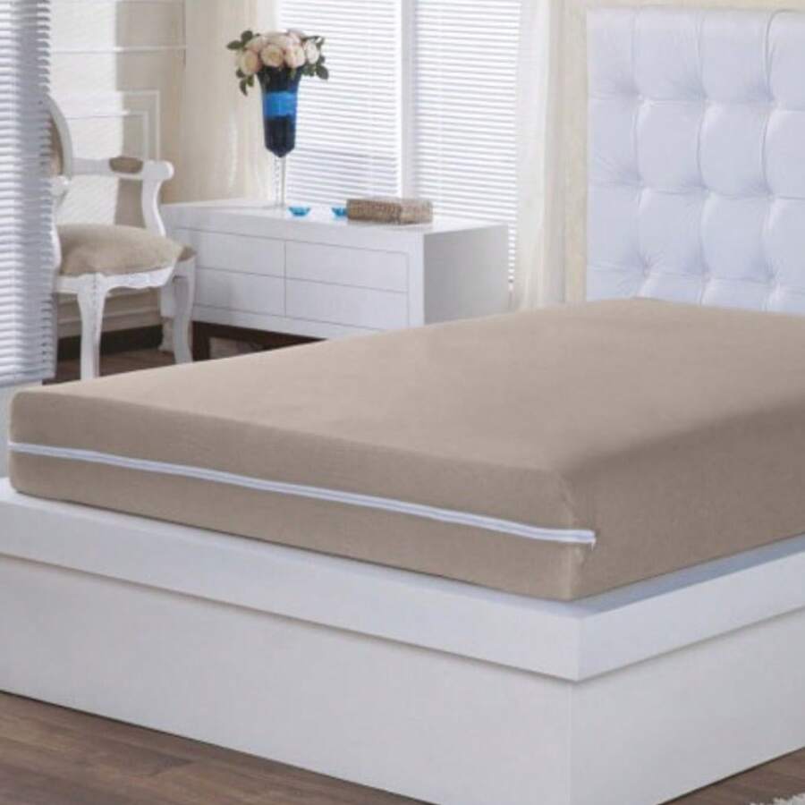 Double Mattress Cover, Polyester Fabric - Màu Khaki - Xem 1
