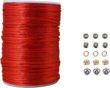 Red Satin Cord 2.5mm Nylon String 300 Feet Satin Rattail Silk Cord For Jewelry Making-Braided Bracelets-Necklace-Macrame Craft-Keychains Lanyards-Drawn String Bags - ColorK - 查看 1