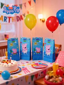 Hasbro 10pcs Peppa Pig Branded Gift Bags With Seal Stickers, Cartoon Pattern, Suitable For Wrapping Gifts, Holiday Snacks, Parties, Classroom Rewards, Christmas, Birthday Presents, Gifts For Friends And Family - Multicolor - View 8