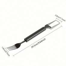 二合一不锈钢西瓜切片器兼叉子 - 便携式、防锈、双用途切割器，轻松切片和盛放 - 适用于家庭、餐厅、酒店 - 绝佳的万圣节/圣诞节礼物，西瓜主题产品 - 銀色 - 查看 2