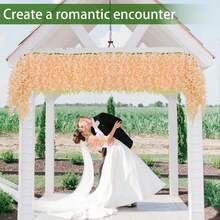 人造户外紫藤花环，75英寸人造紫藤花环，配丝绸花环，适用于婚礼拱门、花园派对、家居天花板、墙面背景、帐篷装饰 - 粉色 - 查看 1