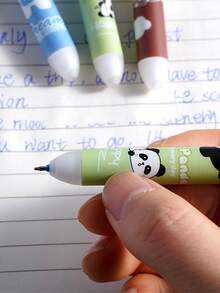 Two Erasable Gel Pens With Cute And Unique 0.5mm 3D Cartoon Nibs. Available In Three Designs (Astronaut, Capybara, And Panda), These Practical And Stress-Relieving Pens Are Perfect For Students, Handwriting Practice, And Everyday Writing. With Blue Ink, They Make A Fun And Helpful Learning Tool. - Blue - View 5
