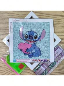 迪士尼刺绣钻石画套装，包含工具，手工DIY放松艺术装饰礼品，适合情人节、感恩节礼物（图片展示的是成品，购买后需要您自己制作）（套装包含画布、钻石、工具包和白色塑料画框） - 彩色 - 查看 15