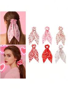 情人节限量版丝带蝴蝶结发圈，甜美仙女风发饰，丝带蝴蝶结发绳，吸睛派对单品 - 彩色 - 查看 8