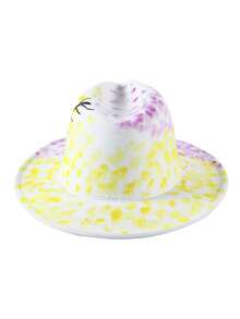 LEAJOURNO. 1pc Unisex Hand-Painted Felt-Like Fashionable Y2K Style Panama Hat, Outdoor Cap - Mauve Purple - View 5