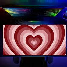 1pc Hypnotic Heart Shaped Pink Gaming Mouse Pad, Non-Slip Washable Rubber Base Large Desk Mat, Office Desk Accessory, Computer Decor, Ideal Gift For Gamers - Extra Long Desk Pad, Fashionable Office Desk Decoration And Study Accessory Mousepad Study Table Mouse Pad For Desk - Multicolor - View 7