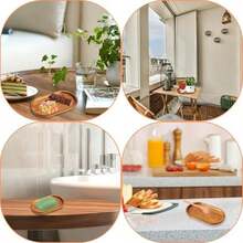 Small Acacia Wooden Serving Tray, Oval Natural Wood Serving Board Charcuterie Plate Bathroom Counter Tray For Party Dinner Wedding Food Fruit Snacks Appetizers, 7.48''*4.13Inch - / - 查看 6