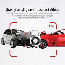 High Definition Driving Recorder, Center Console LCD Car Video Recorder, WDR 170 ° Wide-Angle, Night Vision Function, Parking Monitoring - Black - View 2