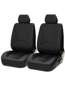 4/9pcs Real Leather Car Seat Covers, Waterproof Seat Protectors, Breathable Seat Covers, Universal Fit For Most Sedans, SUVs, Trucks, Luxury Ventilated Front Seat Covers With Lumbar Support, Rear Seat Covers. 9pcs Set Includes: 2 Front Seat Covers, 1 Backrest Cover, 1 Rear Seat Cover, 5 Headrest Covers. 4pcs Set Includes: 2 Front Seat Covers, 2 Headrest Covers. - A款式 - 查看 11