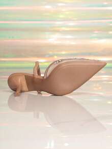 女士网纱手工刺绣仿珍珠尖头套脚透气高跟鞋，新款婚礼百搭派对性感优雅花卉刺绣仿珍珠7.5厘米高跟鞋 - 棕色 - 查看 7